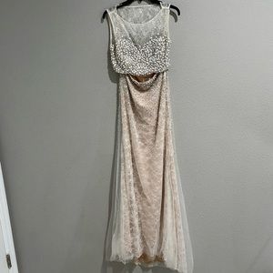 2pc Pearl /Rhinestone Prom Formal Dress